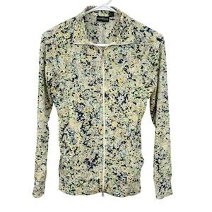 Chervò Sport Women’s Zip Golf Jacket  US Sz 6 Small Top Yellow Floral Sunblock